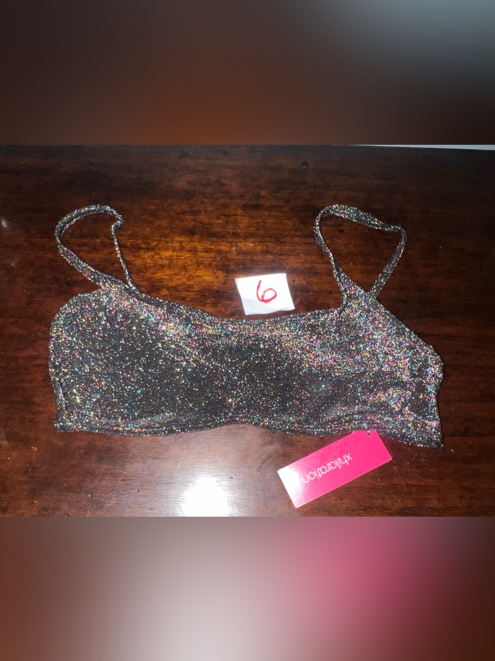 Xhilaration Black Multicolor Sparkle Bralette One-Piece